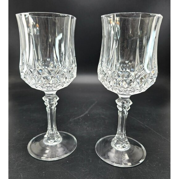 Crystal D'Arc Longchamp Goblets Set With Elegant Faceted Design DH1373 - Picture 3 of 5